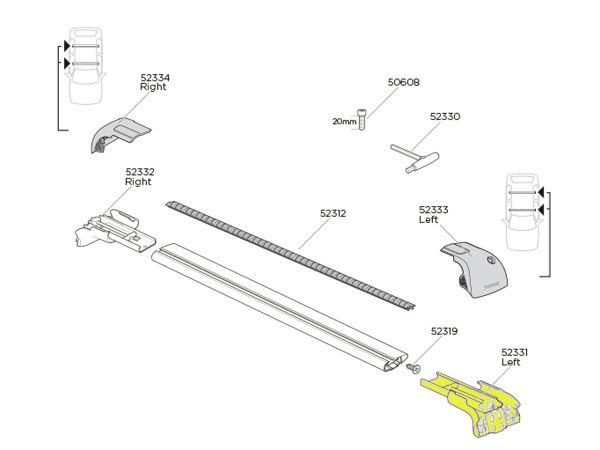 Barra de Techo THULE WingBar Edge 959 - Repuesto Pie Izquierdo 52331