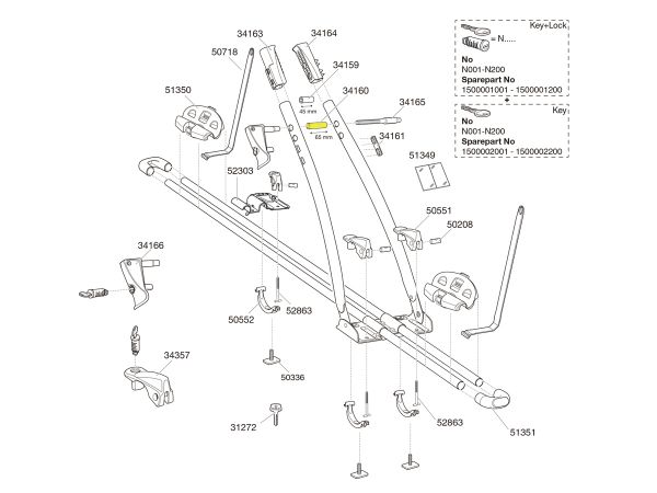 Portabicicletas THULE FreeRide 532 - Repuesto Pieza de Bastidor 65 mm 34160