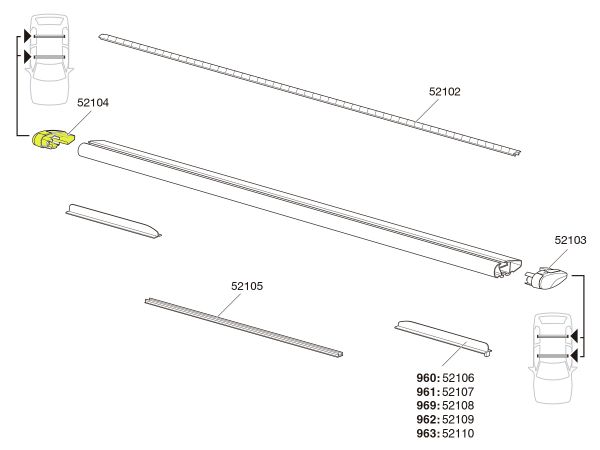 Barra de Techo THULE WingBar - Repuesto Puntera Derecha 52104