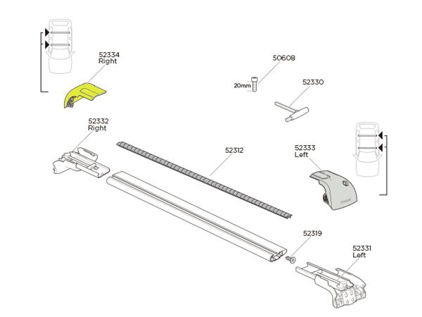 Barra de Techo THULE WingBar Edge 959 - Repuesto Puntera Pie Derecho 52334