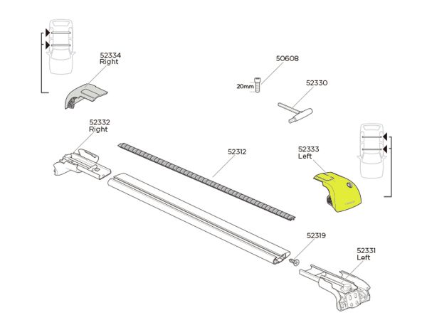 Barra de Techo THULE WingBar Edge 959 - Repuesto Puntera Pie Izquierdo 52333