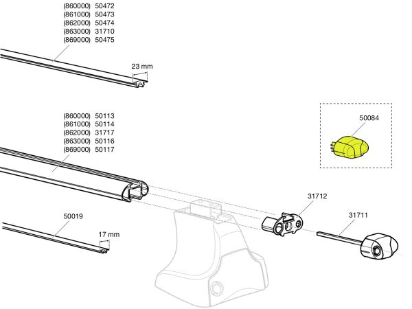 Barra de Techo THULE  AeroBar/SmartRack - Repuesto Tapa Terminal 50084