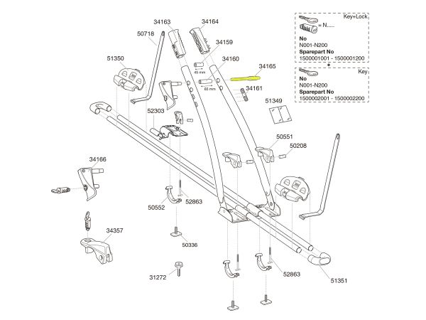 Portabicicletas THULE FreeRide 532 - Repuesto Tornillo Pasante de Bastidor 34165